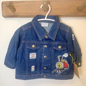 Embroidered train denim jacket